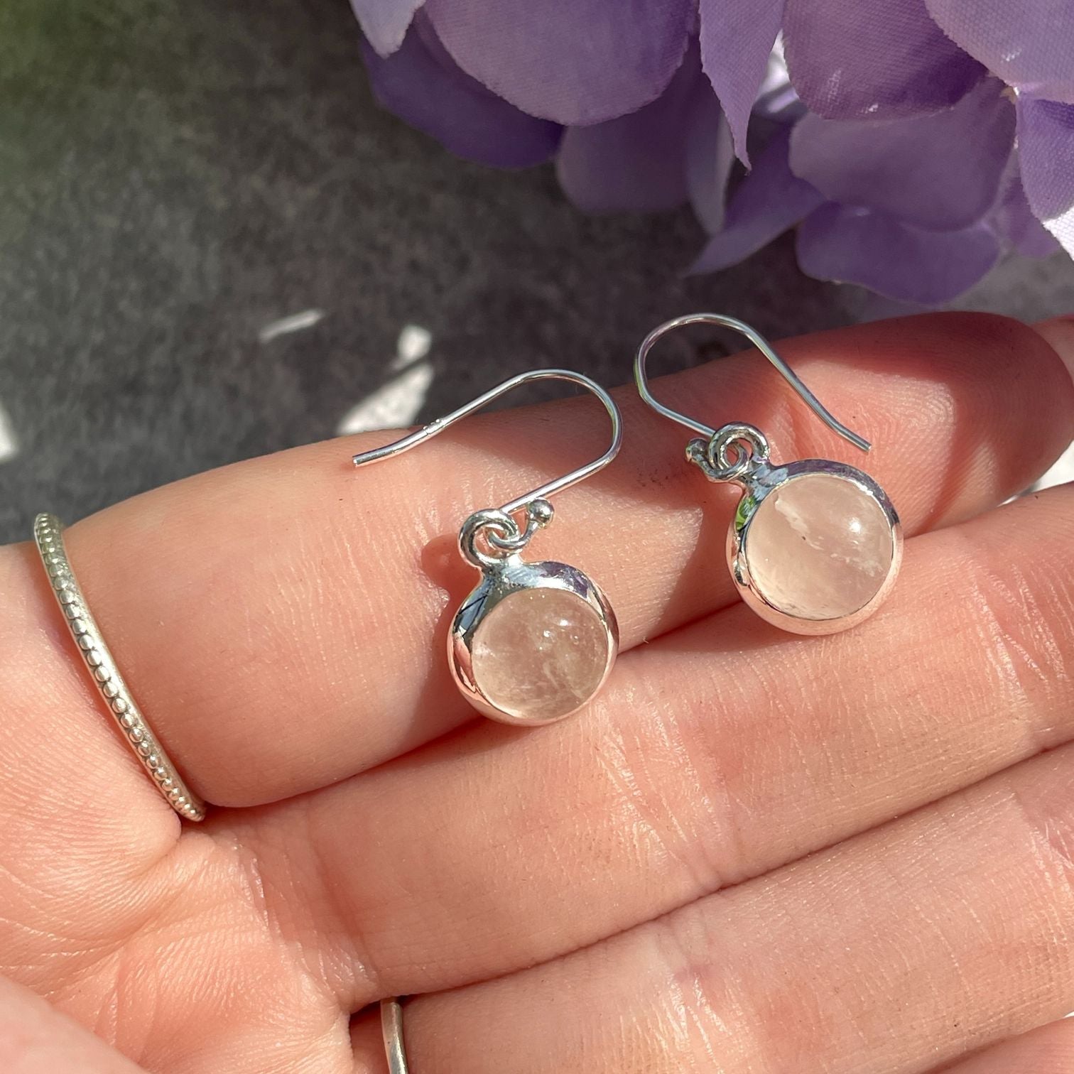 Sterling Silver Earrings - Rose Quartz - 04 Sterling Silver Earrings - Rose Quartz - 04
